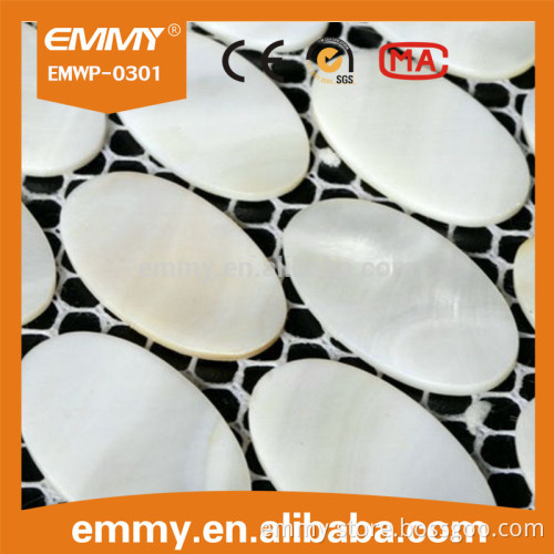 wholesale whtie ellipse river shell mosaic tile for room wall